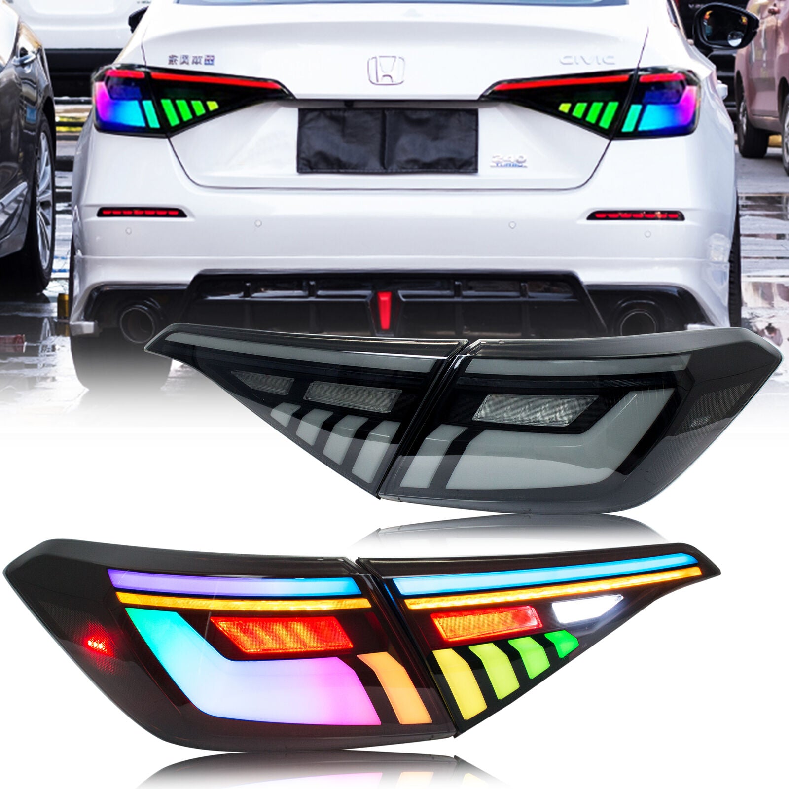 RGB V2 Tail Lights for Honda Civic 11th Gen 2022 2023 2024 Sedan ...