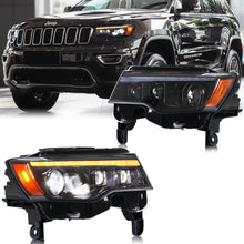 Load image into Gallery viewer, inginuity time LED Blackout Headlights for Jeep Grand Cherokee WK2 4th Gen 2014-2021 Start-up Animation Sequential Signal Front Lamps Assembly
