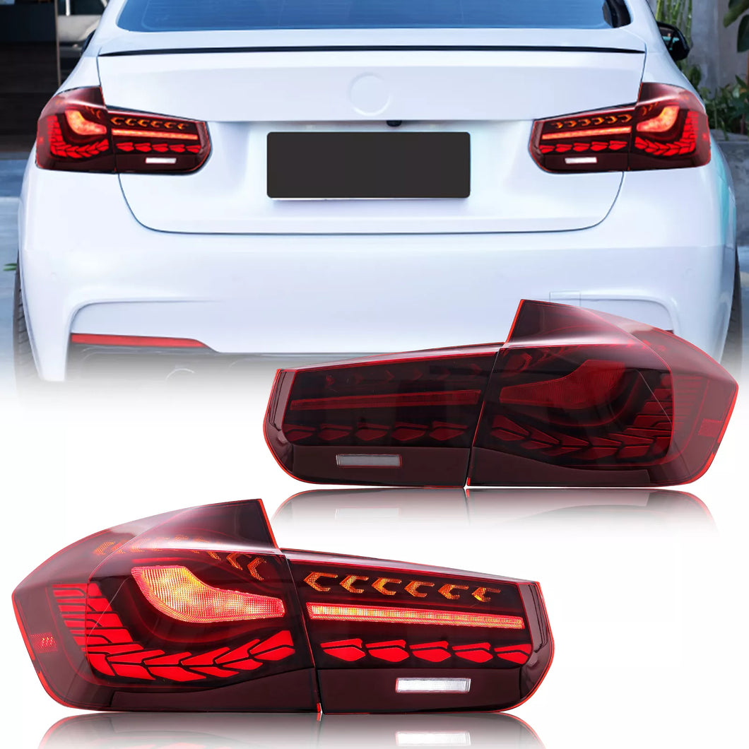 inginuity time LED GTS Tail Lights for BMW 3-Series F30 F80 M3 330i 325i 320i 2013-2018 Start-up Animation Sequential Turn Signal Red Rear Lamps Assembly