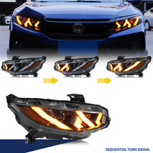 Cargar imagen en el visor de la galería, inginuity time LED Lamborghini Headlights for Honda Civic 10th gen 2016-2021 FK8 Sedan Hatchback Coupe Type-R Si Start-up Animation Sequential Turn Signal Front Lamps Assembly
