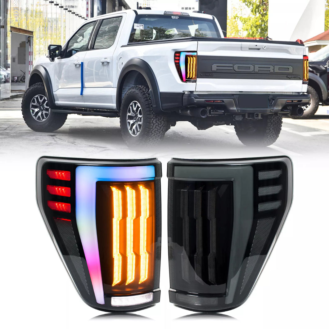 inginuity time LED RGB Tail Lights for Ford F-150 F150 P702 14th Gen XL STX Start-up Animation Sequential Turn Signal Rear Lamps Assembly