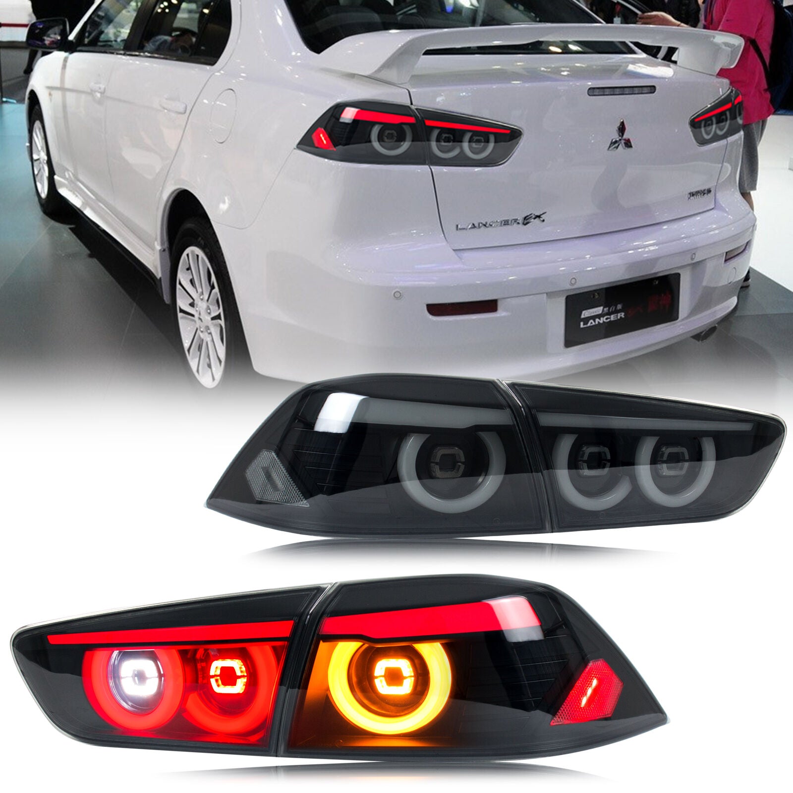 inginuity time LED JDM Tail Lights for Mitsubishi Lancer 2009-2021 EVO X  Start-up Animation Sequential Turn Signal Rear Lamps Assembly