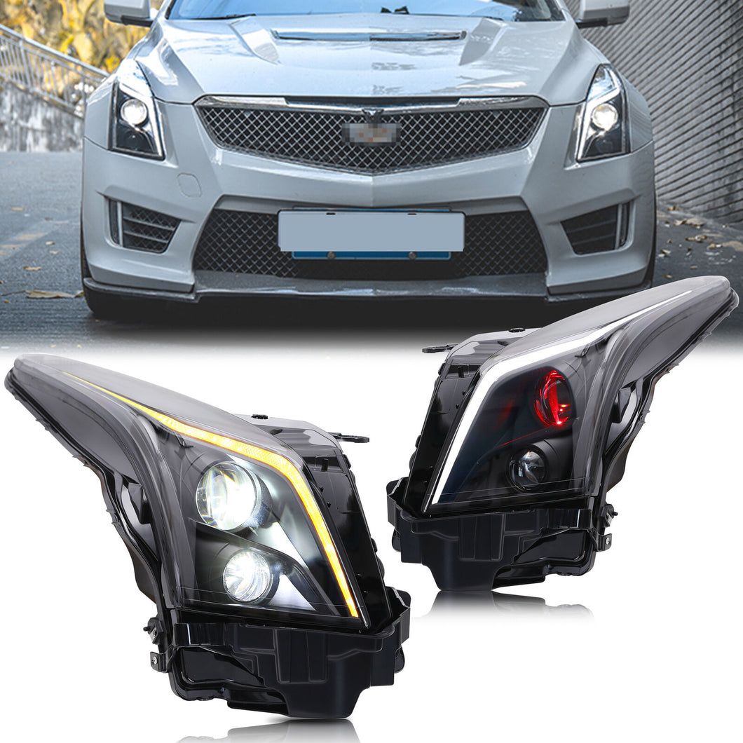 inginuity time LED Headlights for Cadillac ATS 2013-2019 Red Demon Eyes Start-up Animation Sequential Turn Signal Rear Lamps Assembly