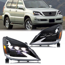 Load image into Gallery viewer, inginuity time LED Headlights for Lexus GX470 2003-2007 Triple Beam Front Lamps Start-up Animation Sequential Turn Signal Assembly
