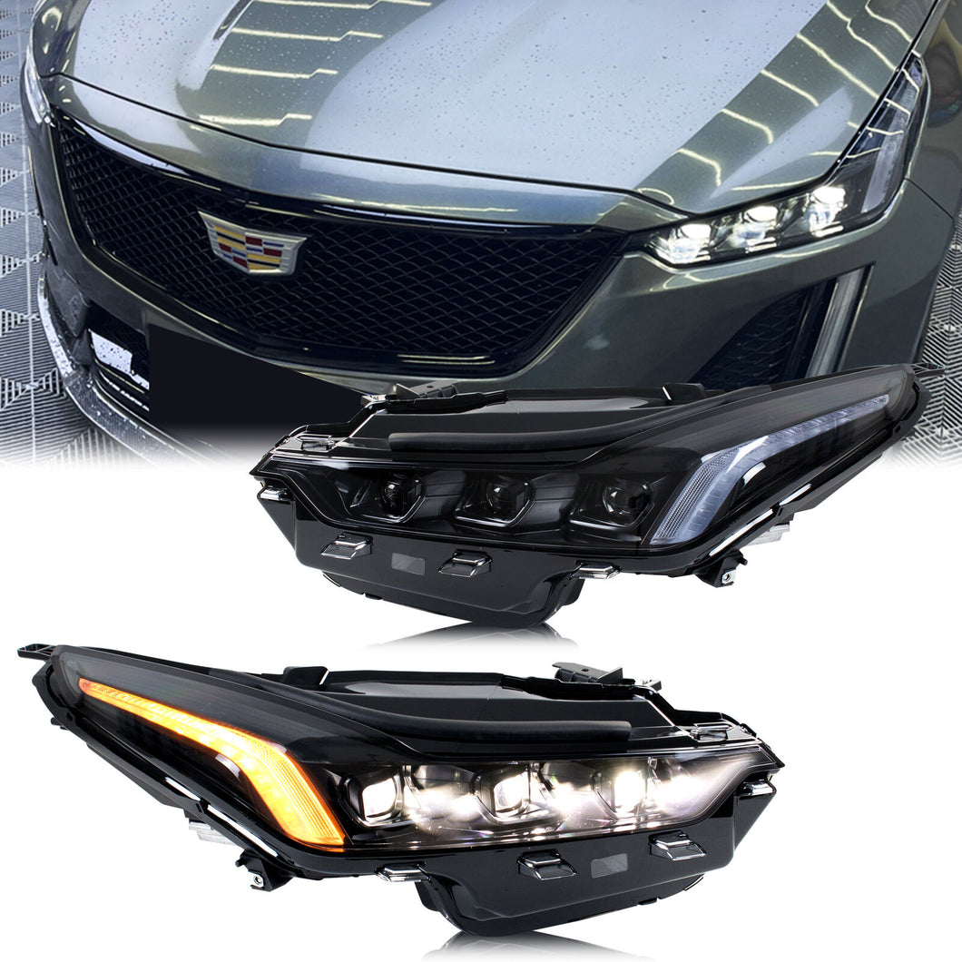 inginuity time LED Blackout Headlights for Cadillac CT5 CT5-V 2020-2024 Triple Beams Start-up Animation Seqeuntial Signal Front Lamps Assembly