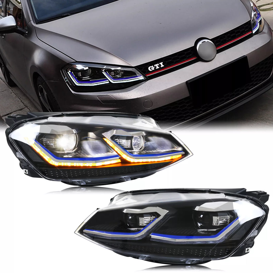 inginuity time LED Gti Headlights for Volkswagen VW Golf 7 MK VII 2015 2016 2017 Blue Line Front Lamps Assembly
