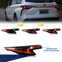 Load image into Gallery viewer, inginuity time LED Tail Lights &amp; Middle Lamp for Toyota Sienna 2021 2022 2023 Start-up Animation Sequential Indicator Rear Lamps Set
