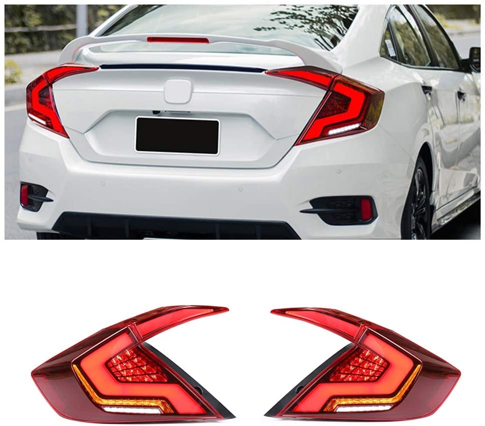 inginuity time LED Tail Lights for Honda Civic 10Th Gen 2016-2021 DRL Start Up Animation Rear Lamp Assembly