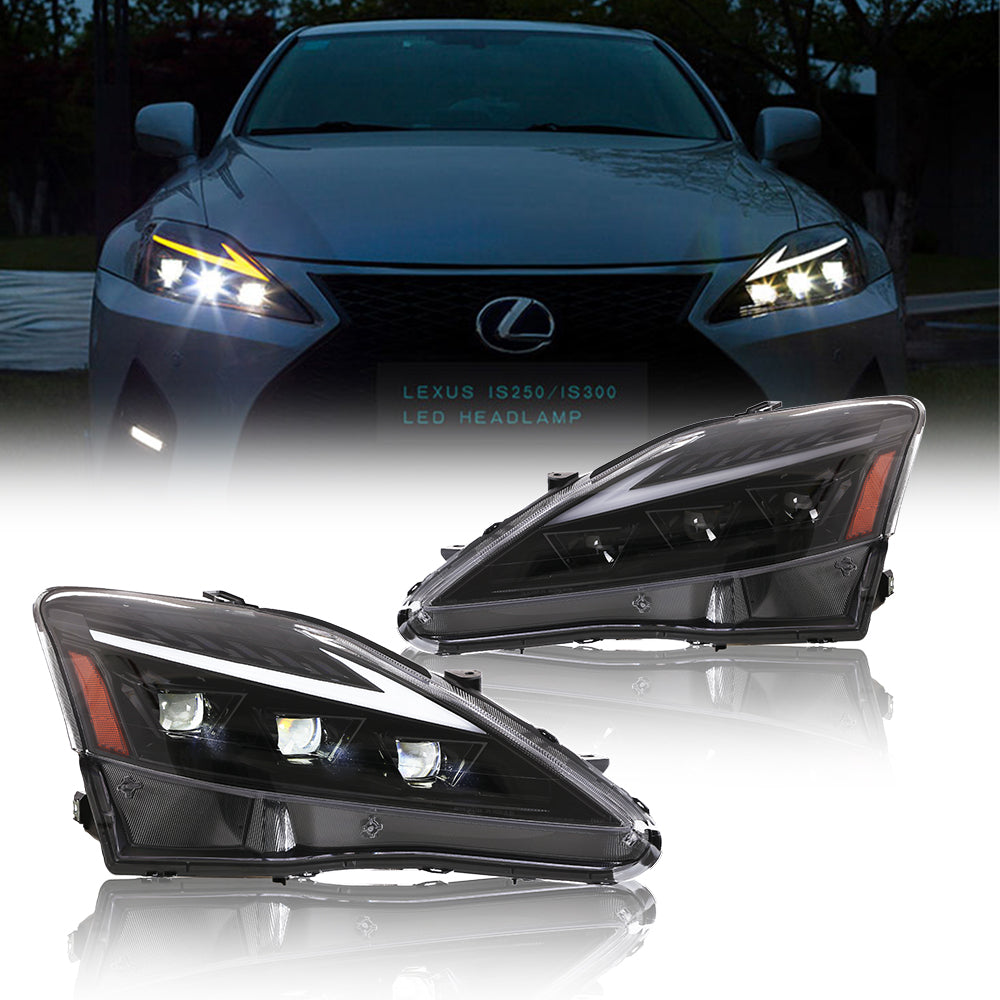 inginuity time LED ヘッドライト レクサス IS250 IS350 ISF 2006-2013 シーケンシャル インジケーター ダイナミック アニメーション フロントランプ アセンブリ