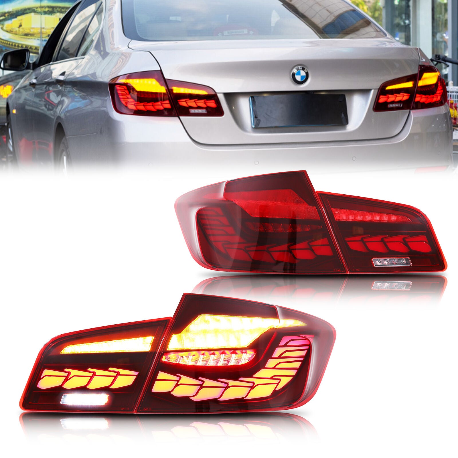 inginuity time LED GTS Tail Lights for BMW Series 5 F10 F18 2011-2017 Start  Up Animation Sequential Indicator Rear Lamp Assembly