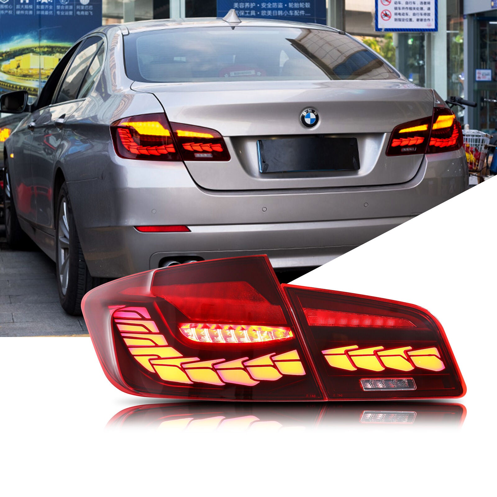 inginuity time LED GTS Tail Lights for BMW Series 5 F10 F18 2011-2017 Start  Up Animation Sequential Indicator Rear Lamp Assembly