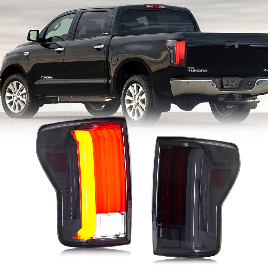 inginuity time LED Tail Lights For Toyota Tundra 2007-2013 Sequential Smoked Start-up Animation Rear Lamps