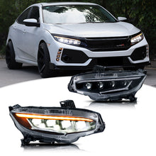 Load image into Gallery viewer, inginuity time LED 4 beams Headlights for 2016-2021 Honda Civic 10TH Gen Sedan Coupe Hatchback Type R Start up Animation Sequential Indicator Front Lamps Assembly
