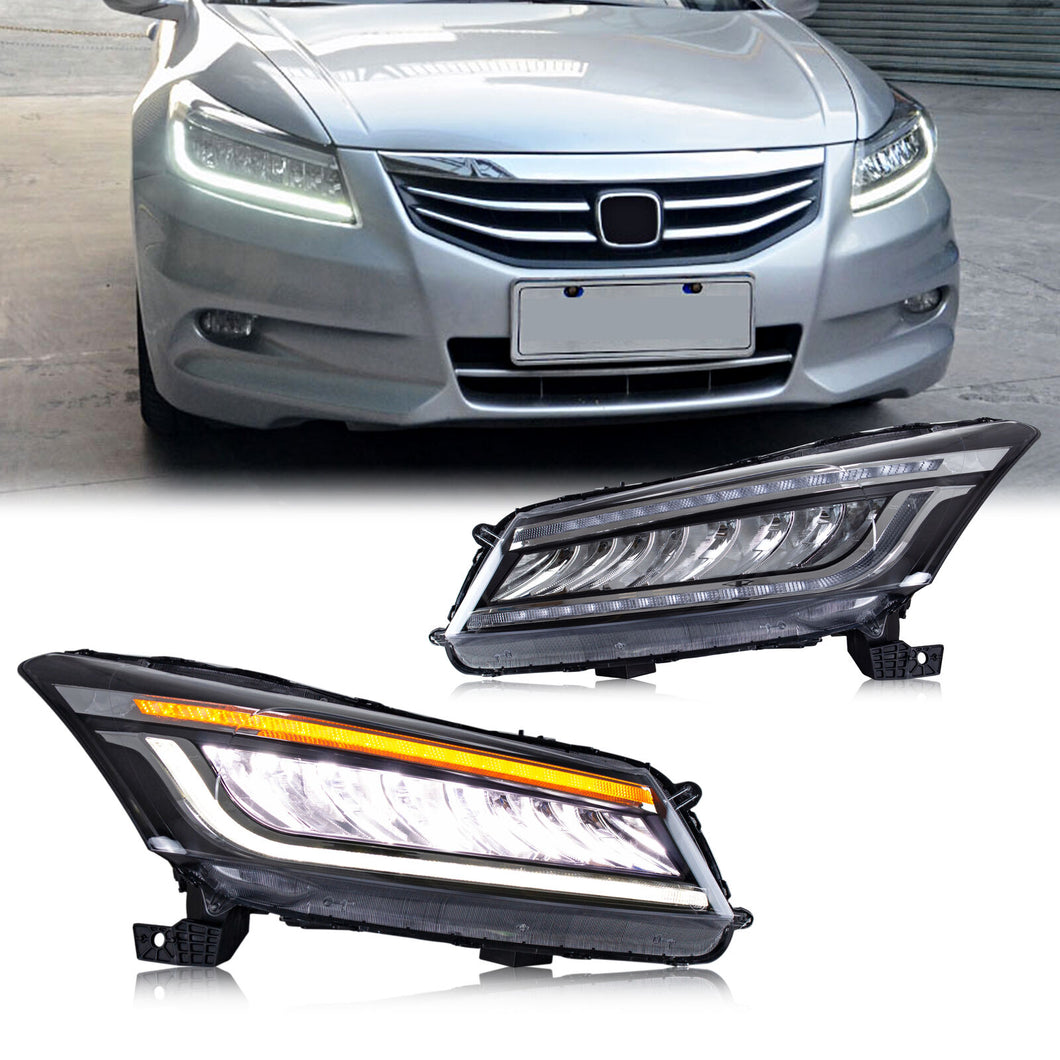 inginuity time LED Sequential Headlight For Honda Accord 8TH GEN 2008-2013 Start-up Animation Front Lamp
