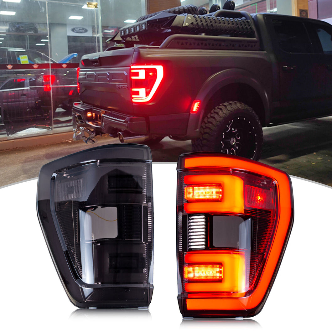 inginuity time LED Smoke Tail Lights for Ford F-150 F150 XLT 2021 2022 2023 Sequential Rear Lamps