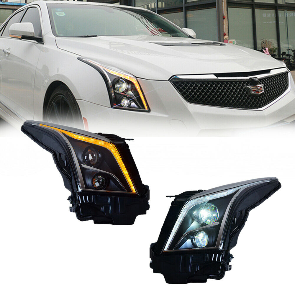 inginuity time LED Headlights for Cadillac ATS 2013-2019 With Start Up Animation Sequential Indicator Front Lamp Assembly Accessary