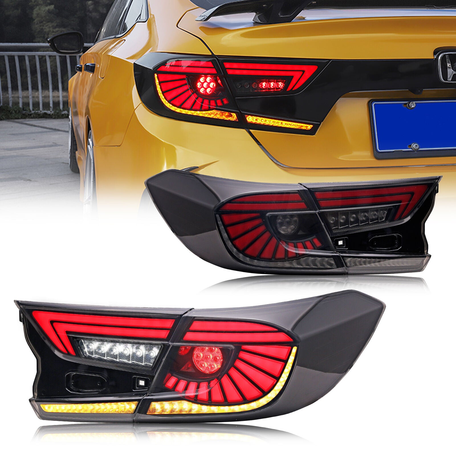 inginuity time LED Clear White Eagle Eye V6 Tail Lights for Honda Accord  10th Gen 2018 2019 2020 2021 2022 Animation DRL Sequential Indicator Rear 