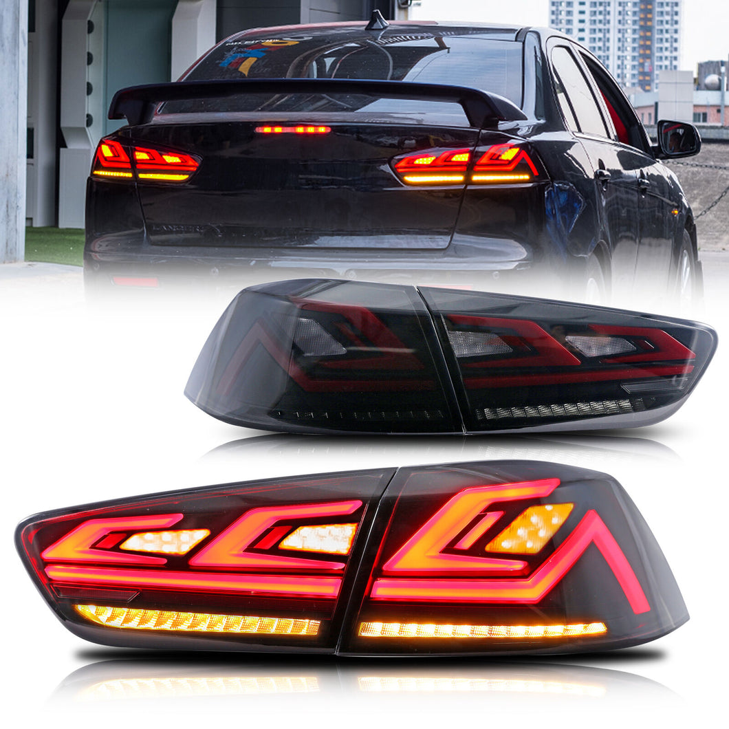 inginuity time LED Tail Lights for Mitsubishi Lancer & EVO X 2008-2017  Start Up Animation Sequential Rear Lamps