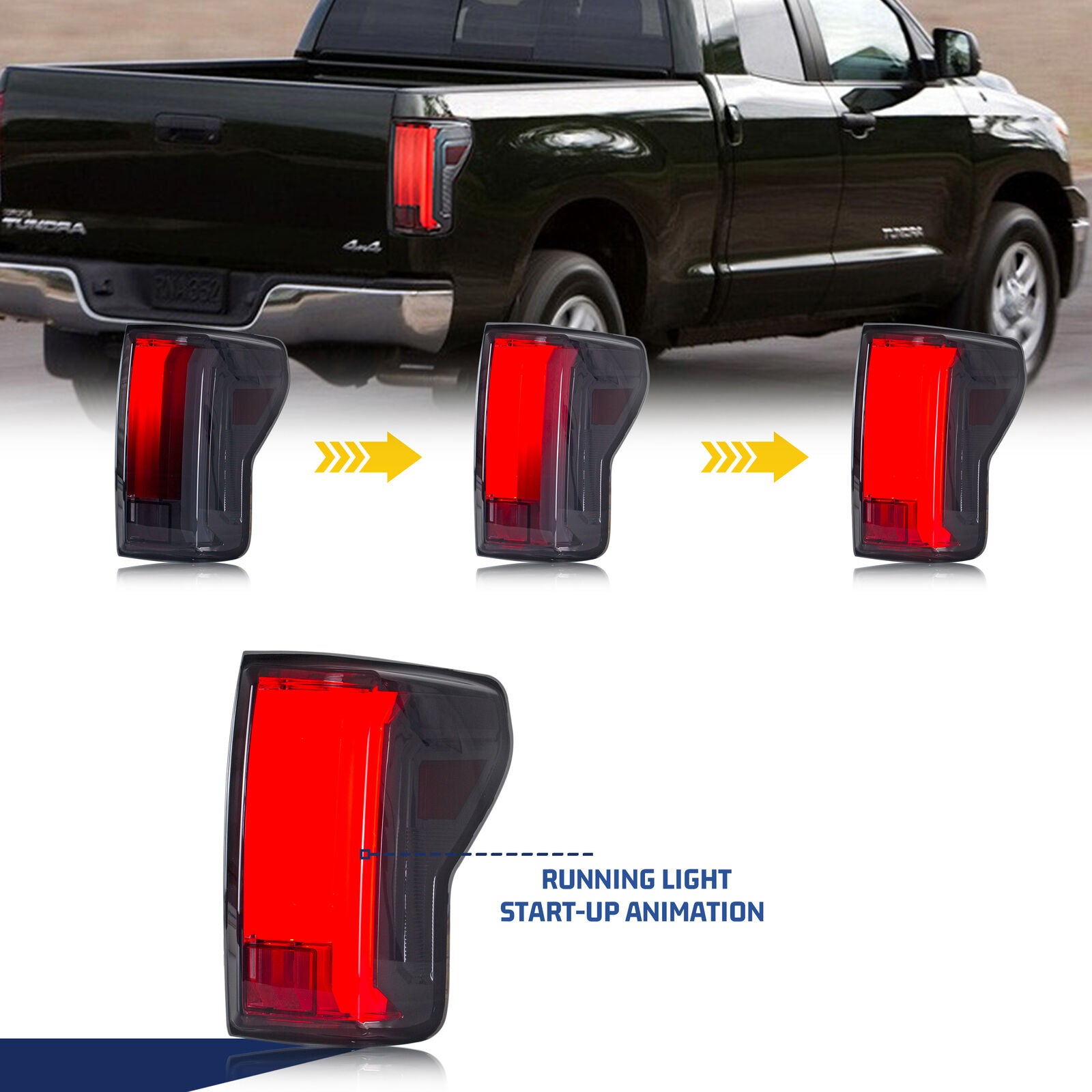 inginuity time LED Tail Lights For Toyota Tundra 2007-2013 Sequential  Smoked Start-up Animation Rear Lamps