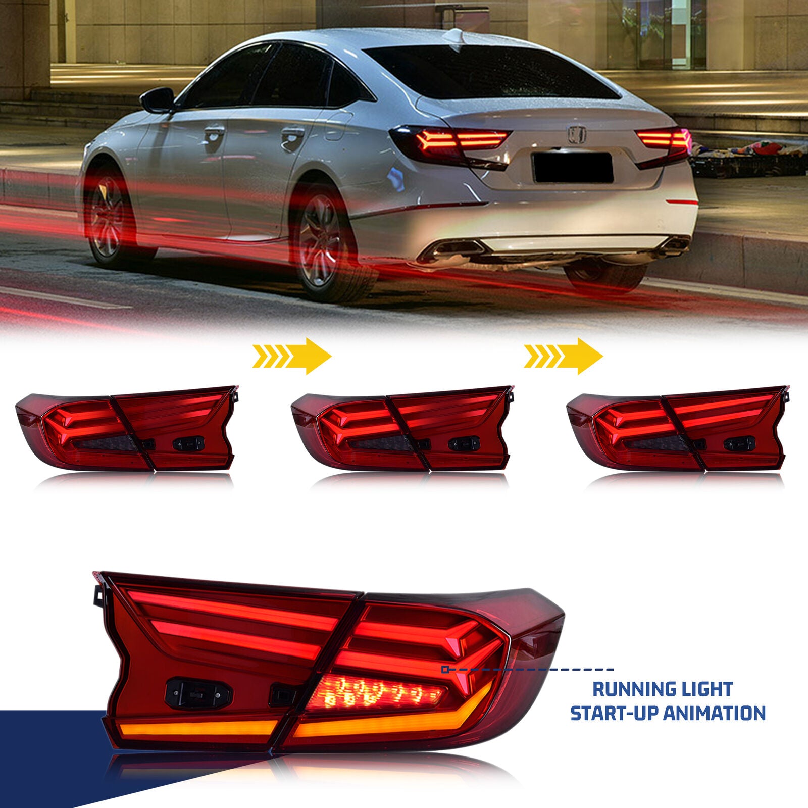 inginuity time LED V1 Tail Lights for Honda Accord 10th Gen 2018-2022  Animation DRL Sequential Indicator Rear Lamp Assembly