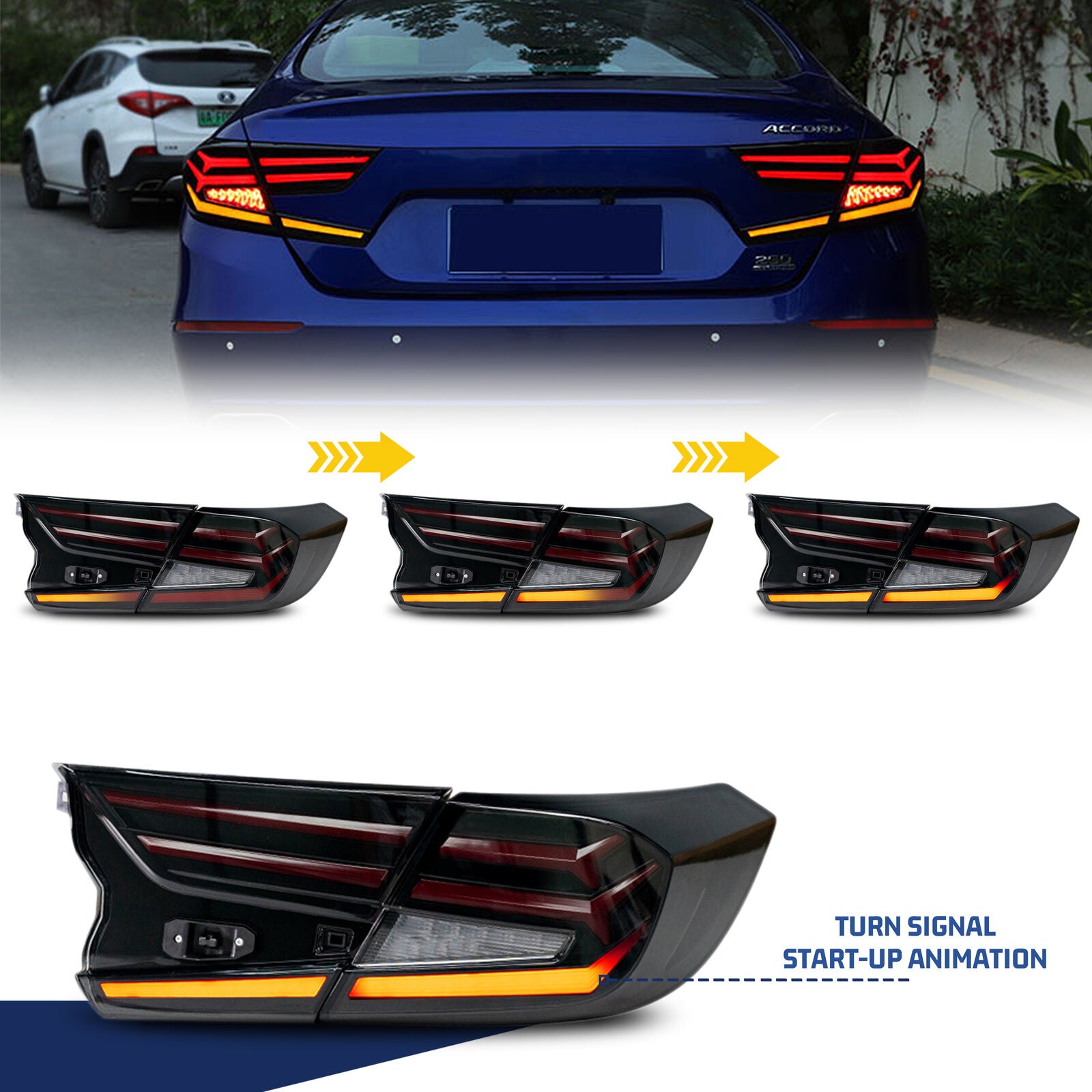inginuity time LED V1 Tail Lights for Honda Accord 10th Gen 2018-2022  Animation DRL Sequential Indicator Rear Lamp Assembly