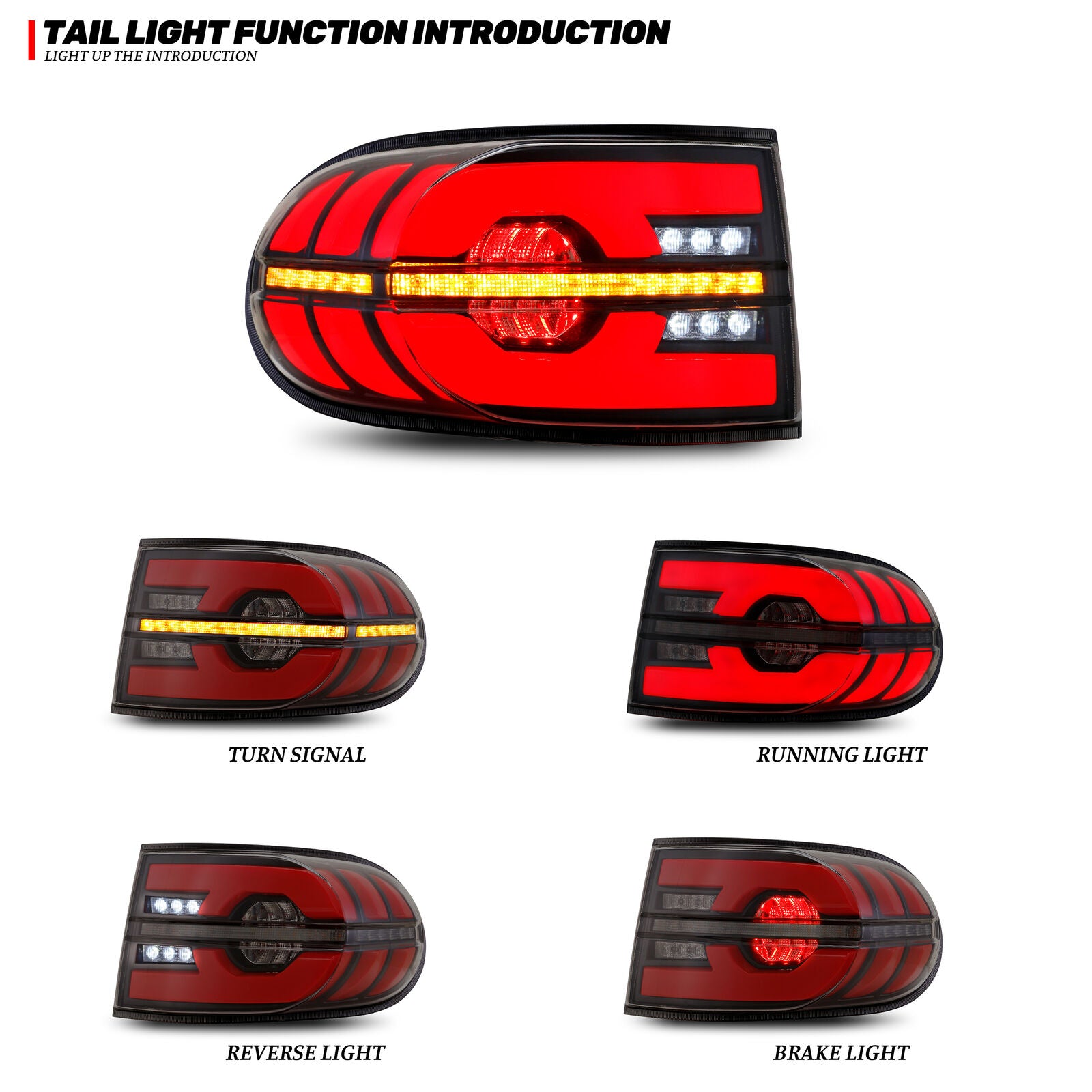 inginuity time LED Tail Lights for Toyota FJ Cruiser 2007-2014